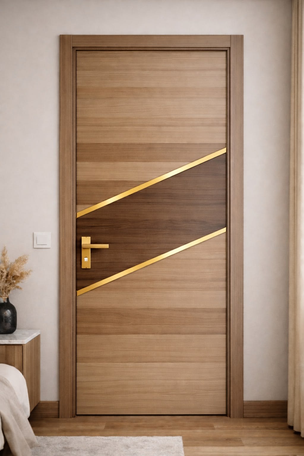 Modern designer door with gold stripe - Janakpuri Delhi