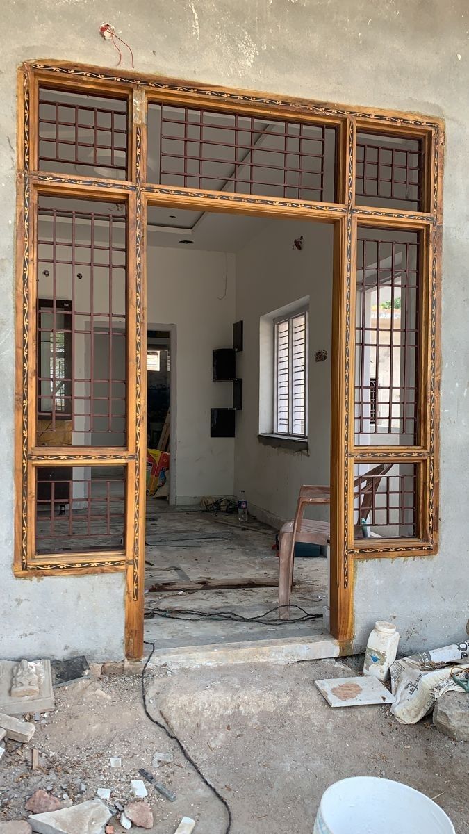 Wooden chokhat door frame installed on-site - New Delhi